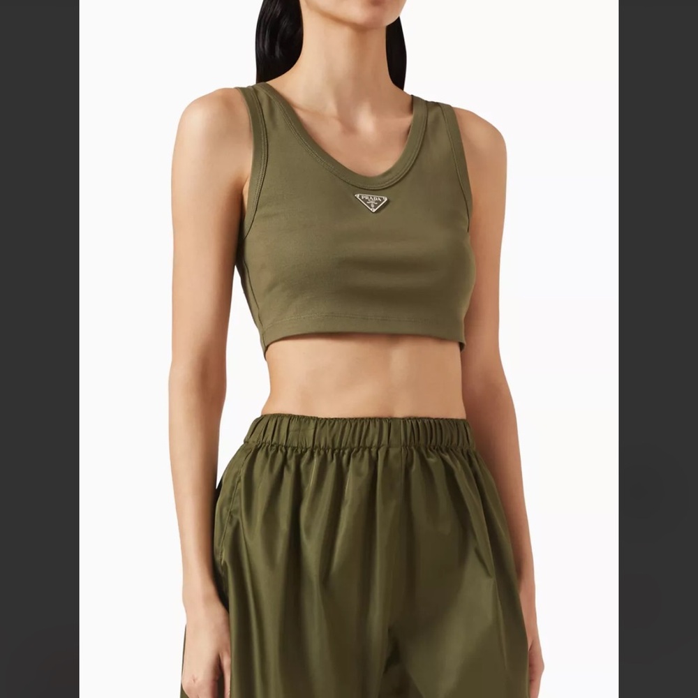 Prada Olive Green Crop Tank Top